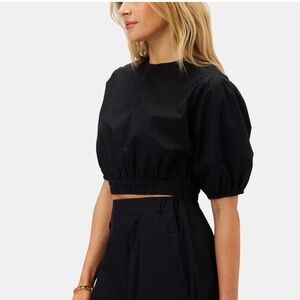 AMOUR VERT NWT linen/organic cotton blend Lisa top -black -small